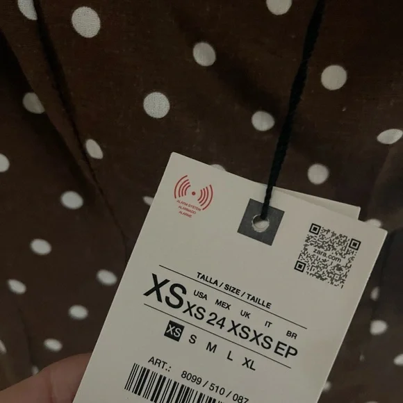 NWT Zara Chocolate Brown Polka Dot Dress - Picture 3 of 3